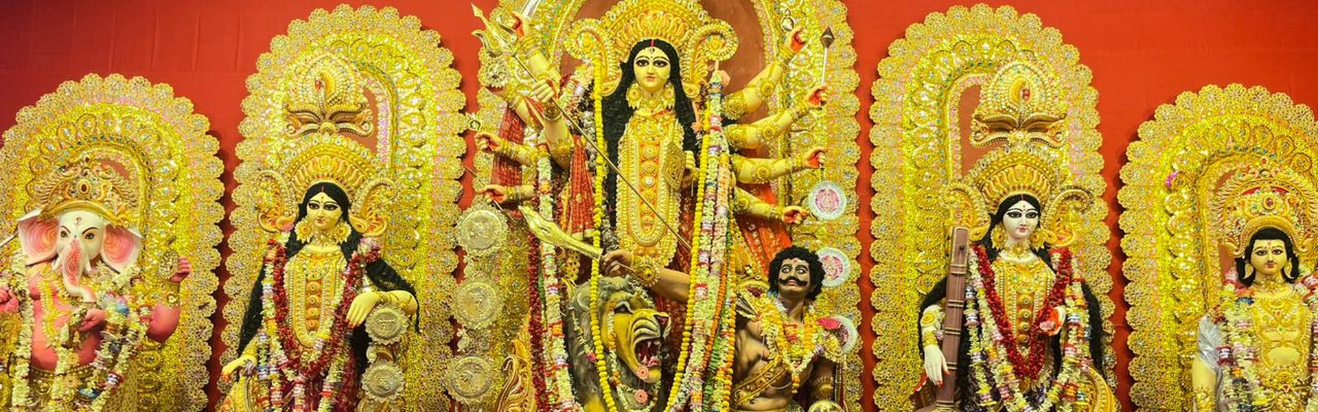 Beautifully decorated Durga idol
